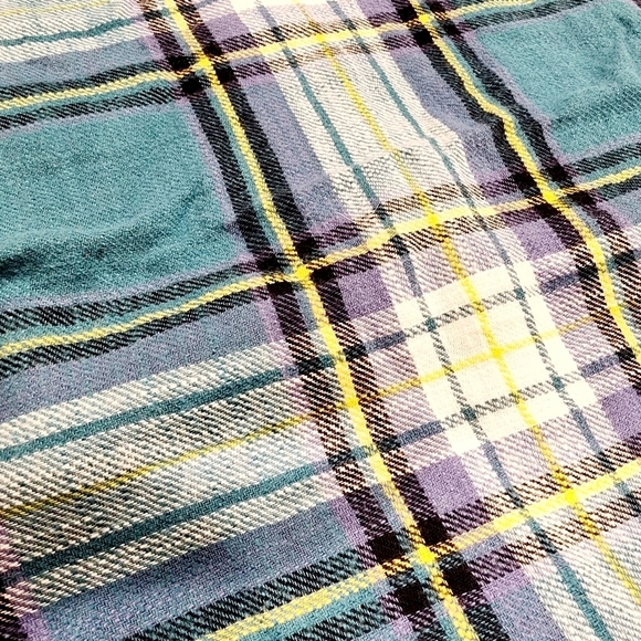 American Eagle AEO Teal Plaid Boyfriend Fit Button Down Flannel Women's Small S - Picture 4 of 11